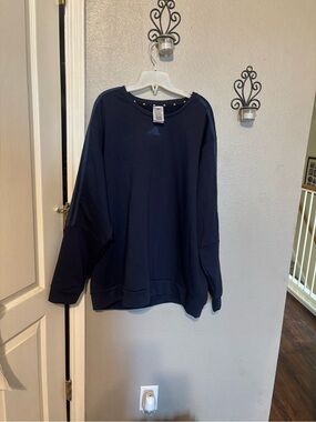 Adidas  Navy Blue Crewneck Sweatshirt with Subtle Logo